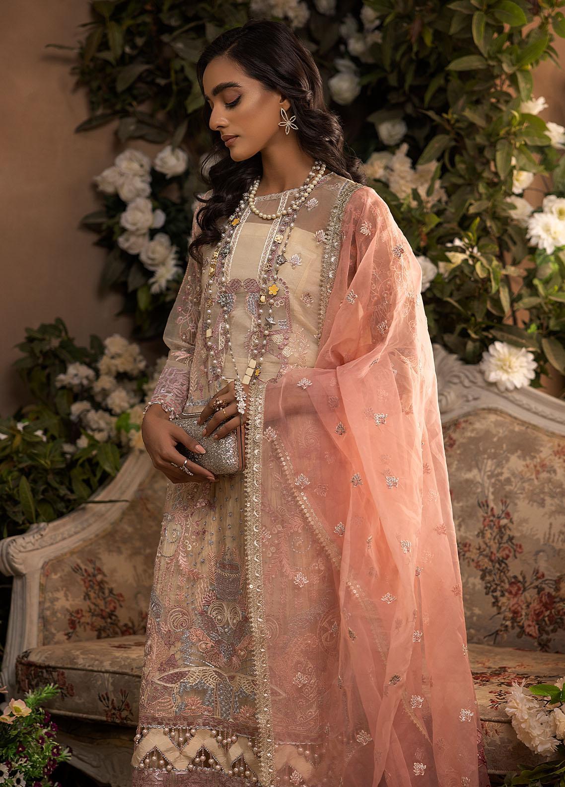 Nikhaar By Awwal Embroidered Organza Unstitched 4 Piece Suit - 01 Nikhaar By Awwal Embroidered Organza Unstitched 4 Piece Suit - 01