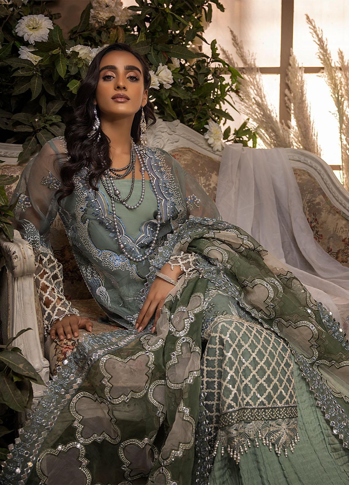 Nikhaar By Awwal Embroidered Organza Unstitched 4 Piece Suit - 02 Nikhaar By Awwal Embroidered Organza Unstitched 4 Piece Suit - 02