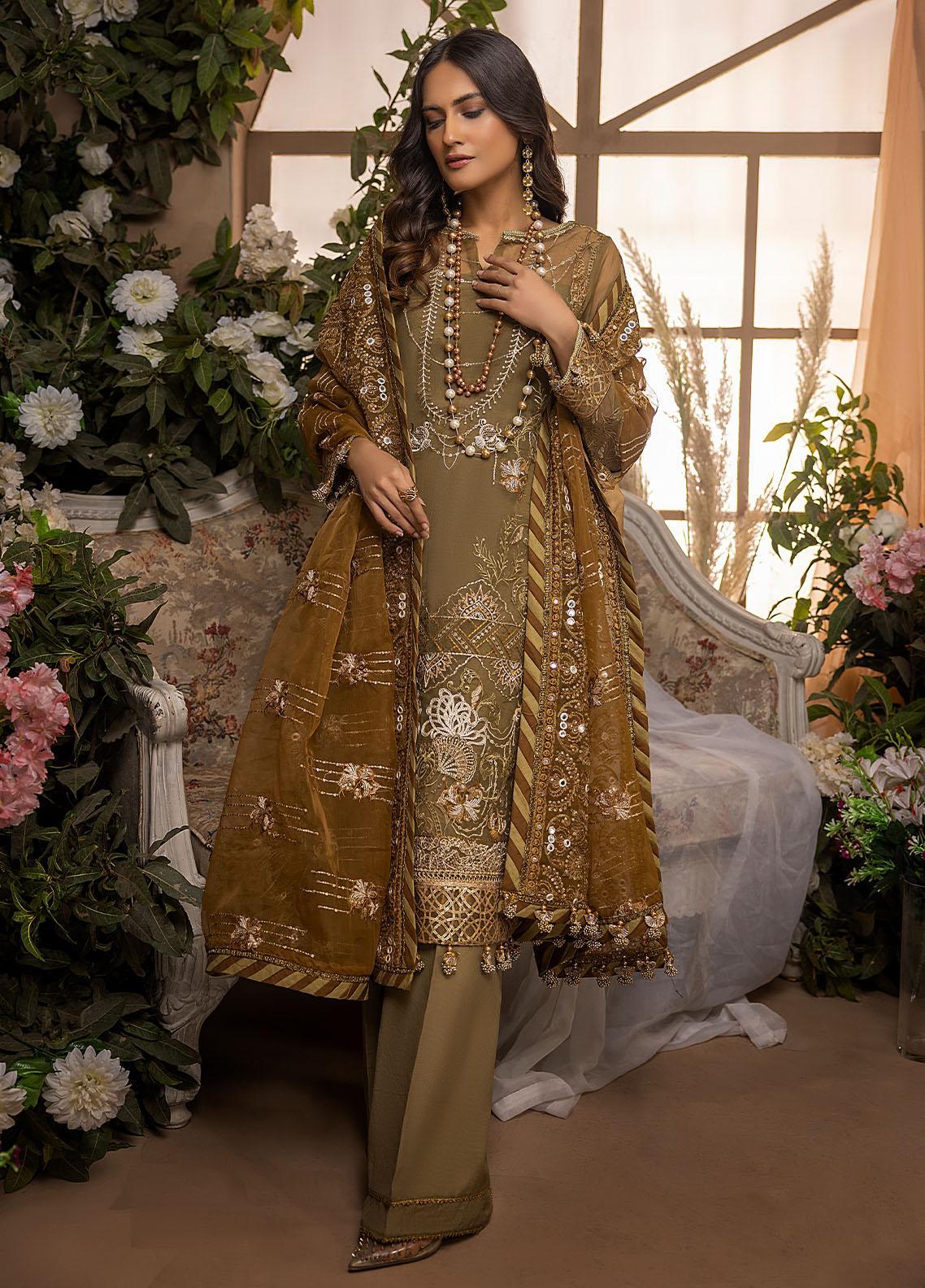 Nikhaar By Awwal Embroidered Organza Unstitched 4 Piece Suit - 06 Nikhaar By Awwal Embroidered Organza Unstitched 4 Piece Suit - 06