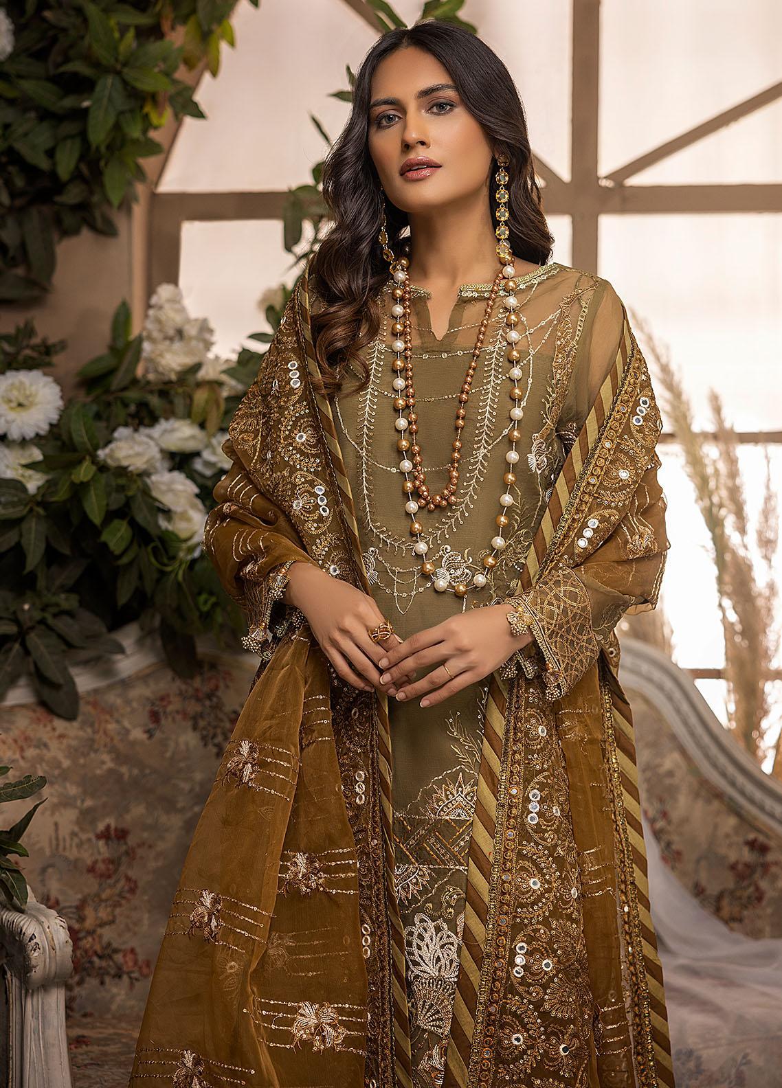 Nikhaar By Awwal Embroidered Organza Unstitched 4 Piece Suit - 06 Nikhaar By Awwal Embroidered Organza Unstitched 4 Piece Suit - 06