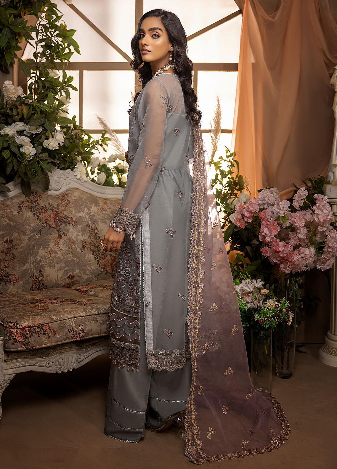 Nikhaar By Awwal Embroidered Organza Unstitched 4 Piece Suit - 08 Nikhaar By Awwal Embroidered Organza Unstitched 4 Piece Suit - 08