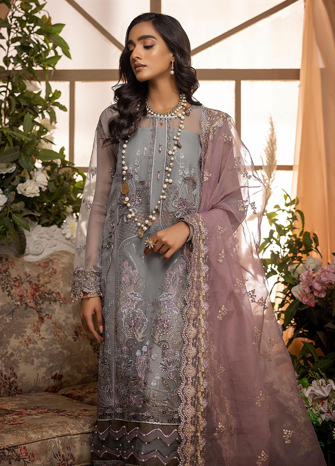 Nikhaar By Awwal Embroidered Organza Unstitched 4 Piece Suit - 08 Nikhaar By Awwal Embroidered Organza Unstitched 4 Piece Suit - 08