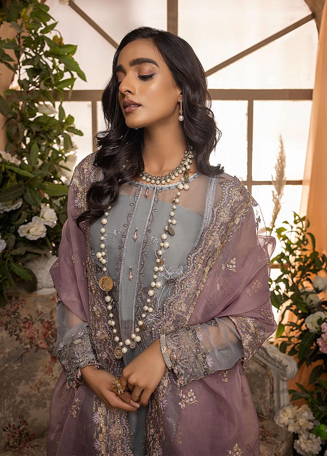 Nikhaar By Awwal Embroidered Organza Unstitched 4 Piece Suit - 08 Nikhaar By Awwal Embroidered Organza Unstitched 4 Piece Suit - 08