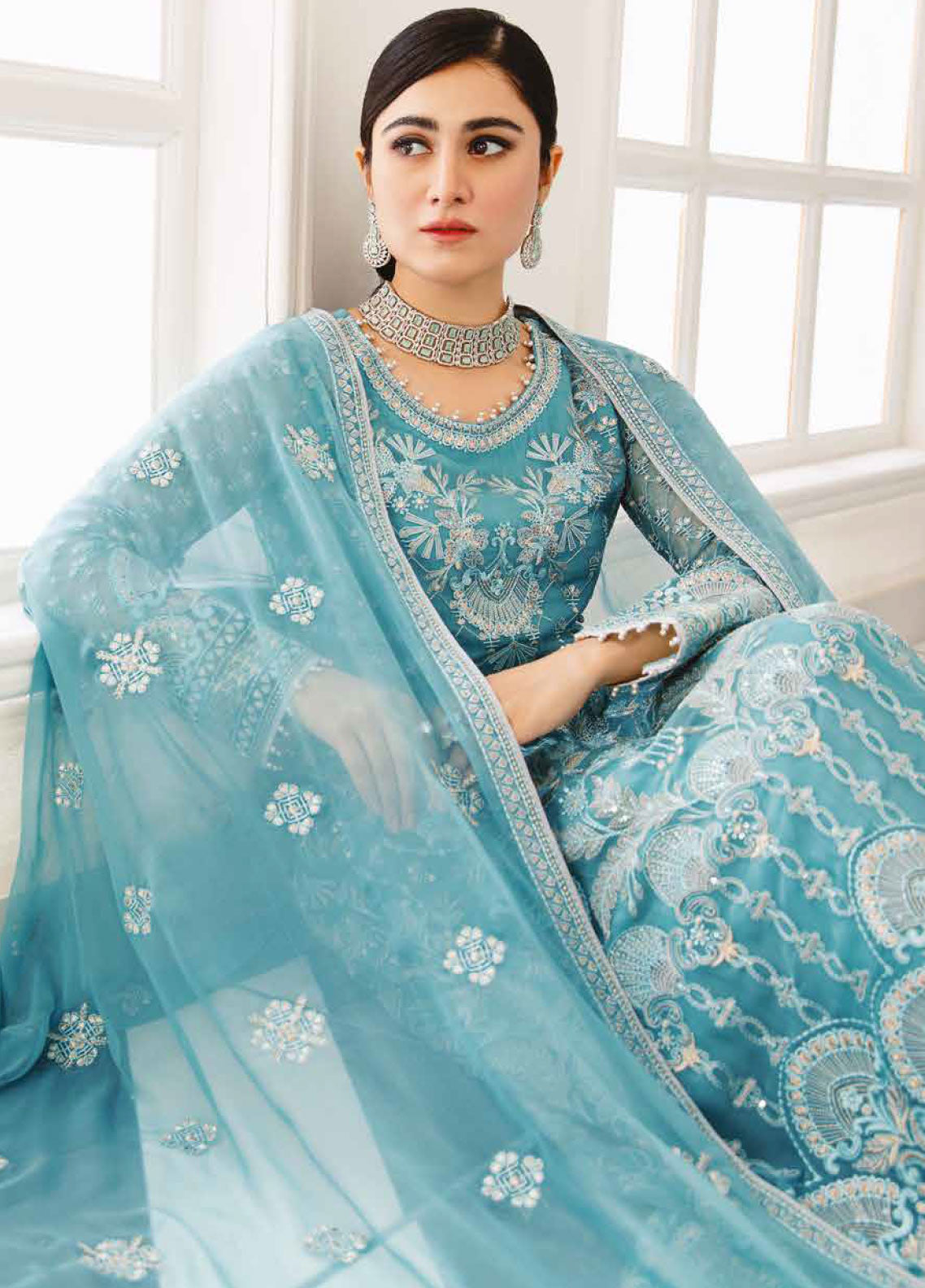 Safeera By Flossie Embroidered Chiffon Unstitched 3 Piece Suit - 08 Safeera By Flossie Embroidered Chiffon Unstitched 3 Piece Suit - 08