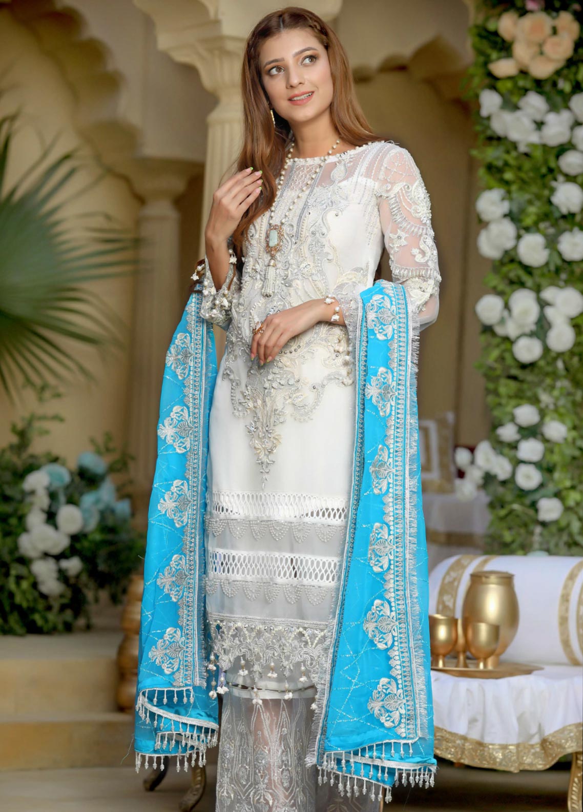 Areesha Embroidered Organza Unstitched 3 Piece Suit - 08 Areesha Embroidered Organza Unstitched 3 Piece Suit - 08