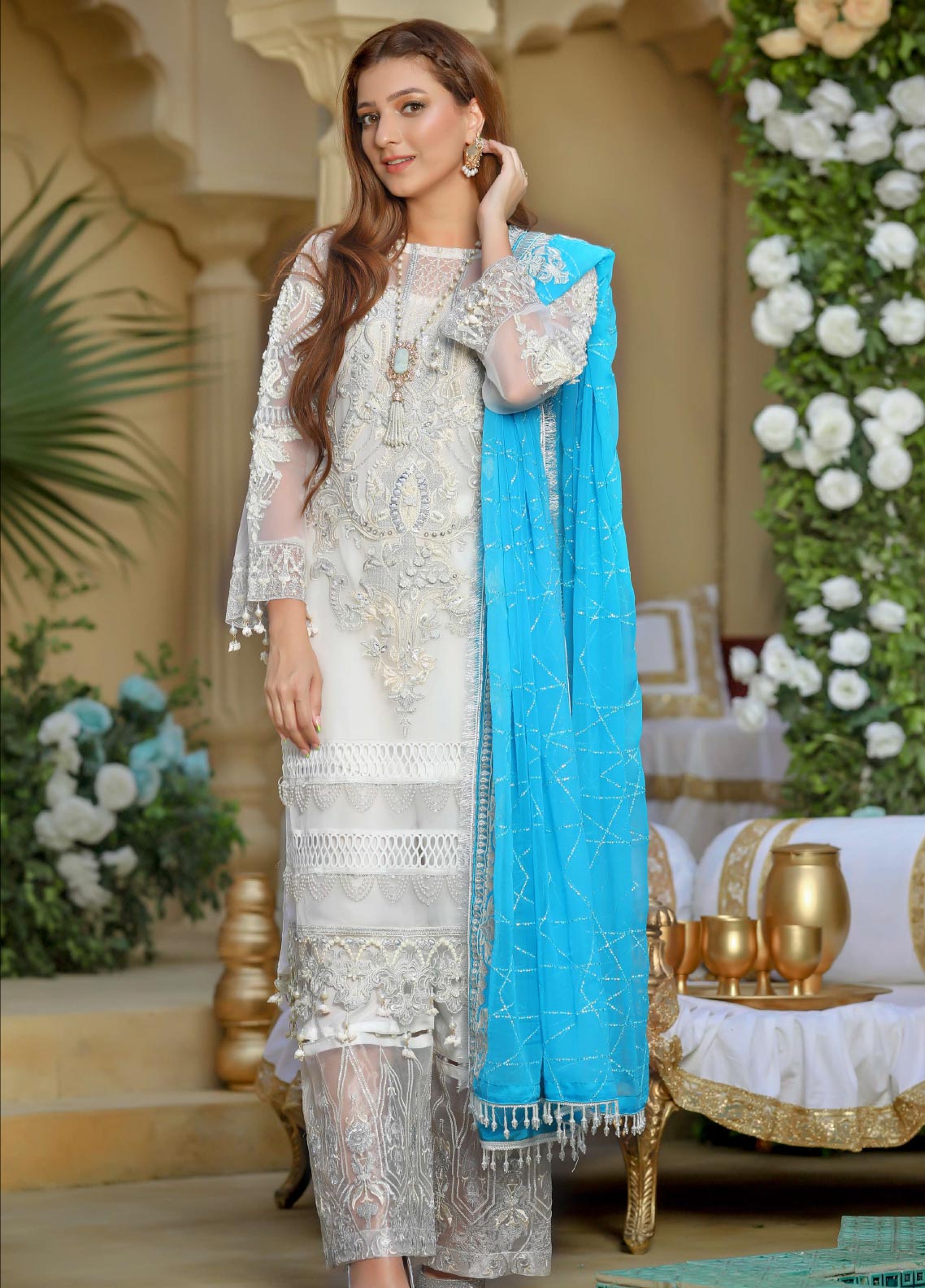 Areesha Embroidered Organza Unstitched 3 Piece Suit - 08 Areesha Embroidered Organza Unstitched 3 Piece Suit - 08