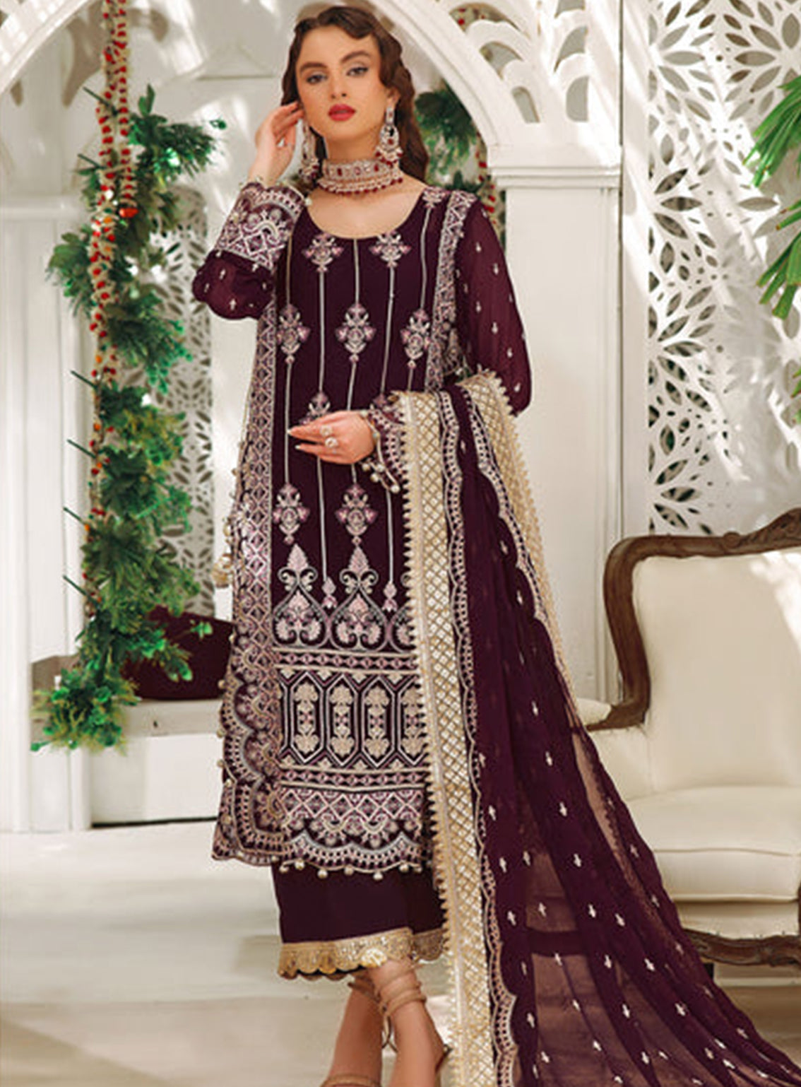 Aaina By Awwal Embroidered Chiffon Unstitched 3 Piece Suit - 04 DILAAB Aaina By Awwal Embroidered Chiffon Unstitched 3 Piece Suit - 04 DILAAB