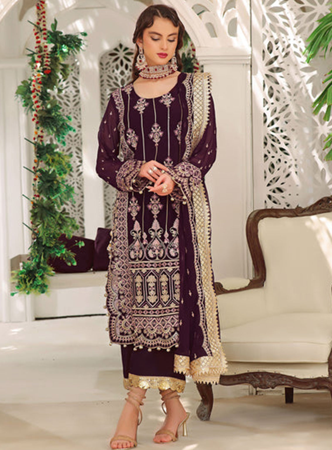 Aaina By Awwal Embroidered Chiffon Unstitched 3 Piece Suit - 04 DILAAB Aaina By Awwal Embroidered Chiffon Unstitched 3 Piece Suit - 04 DILAAB