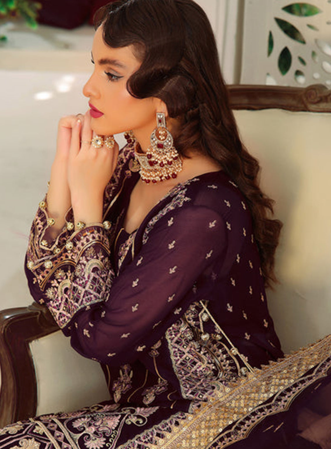 Aaina By Awwal Embroidered Chiffon Unstitched 3 Piece Suit - 04 DILAAB Aaina By Awwal Embroidered Chiffon Unstitched 3 Piece Suit - 04 DILAAB
