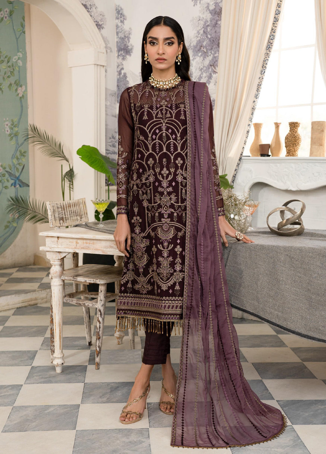 Afsanah by Zarif Embroidered Chiffon 3 Piece Unstitched Suit ZF24AF ZAF-09 ZINAT Afsanah by Zarif Embroidered Chiffon 3 Piece Unstitched Suit ZF24AF ZAF-09 ZINAT