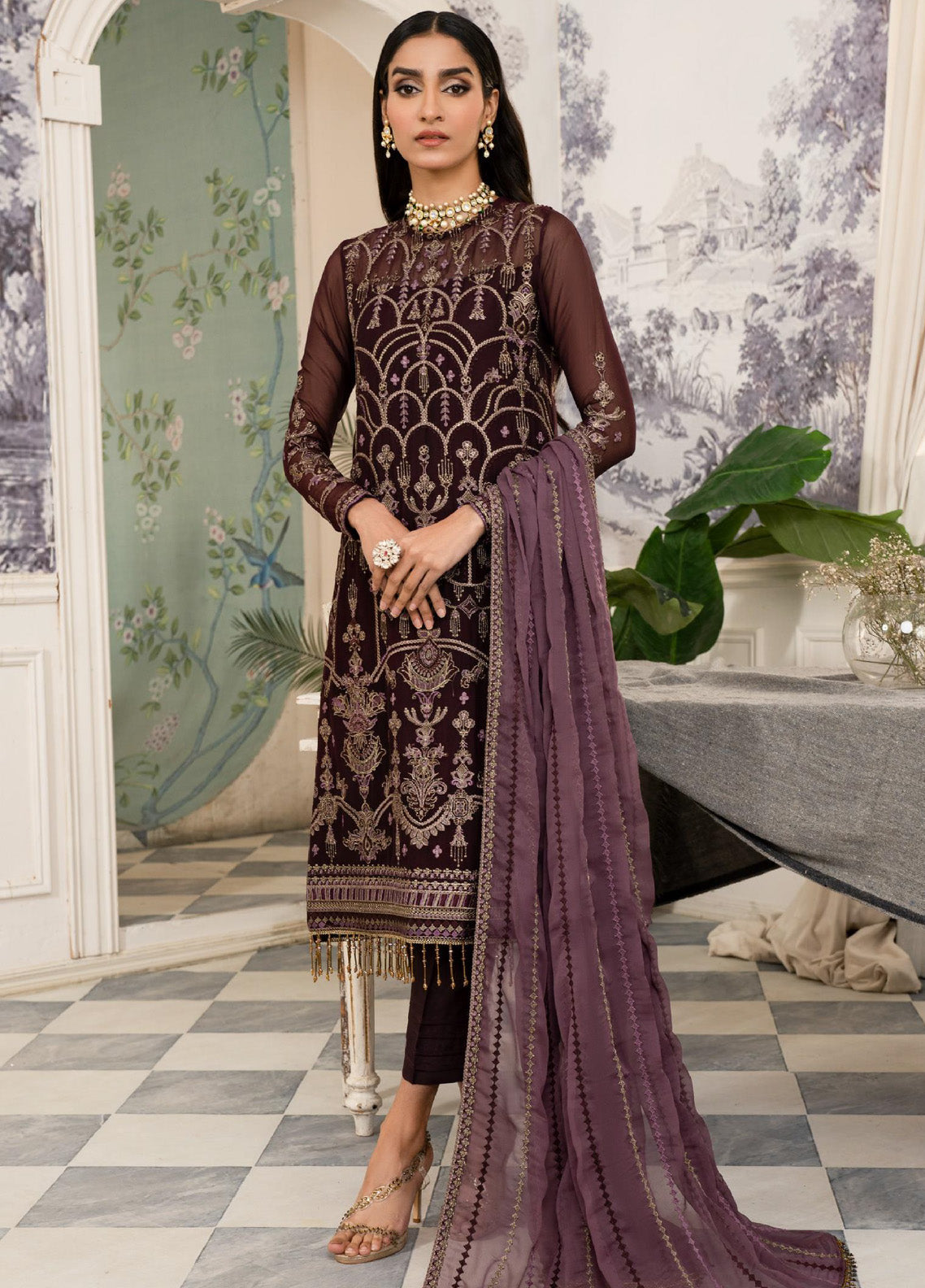 Afsanah by Zarif Embroidered Chiffon 3 Piece Unstitched Suit ZF24AF ZAF-09 ZINAT Afsanah by Zarif Embroidered Chiffon 3 Piece Unstitched Suit ZF24AF ZAF-09 ZINAT