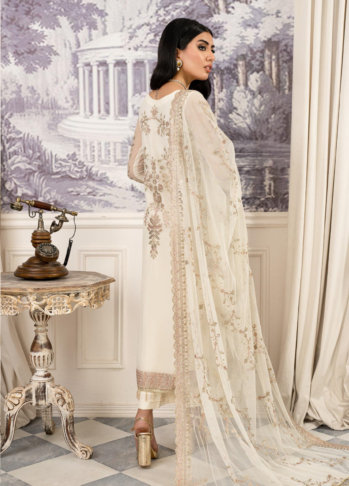 Afsanah by Zarif Embroidered Net 3 Piece Unstitched Suit ZF24AF ZAF-03 NEELAM Afsanah by Zarif Embroidered Net 3 Piece Unstitched Suit ZF24AF ZAF-03 NEELAM