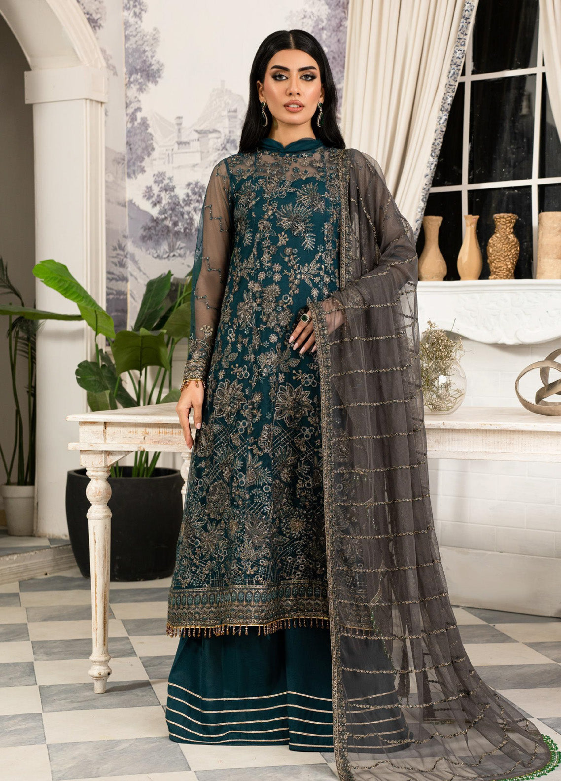 Afsanah by Zarif Embroidered Net 3 Piece Unstitched Suit ZF24AF ZAF-04 GURIYA Afsanah by Zarif Embroidered Net 3 Piece Unstitched Suit ZF24AF ZAF-04 GURIYA