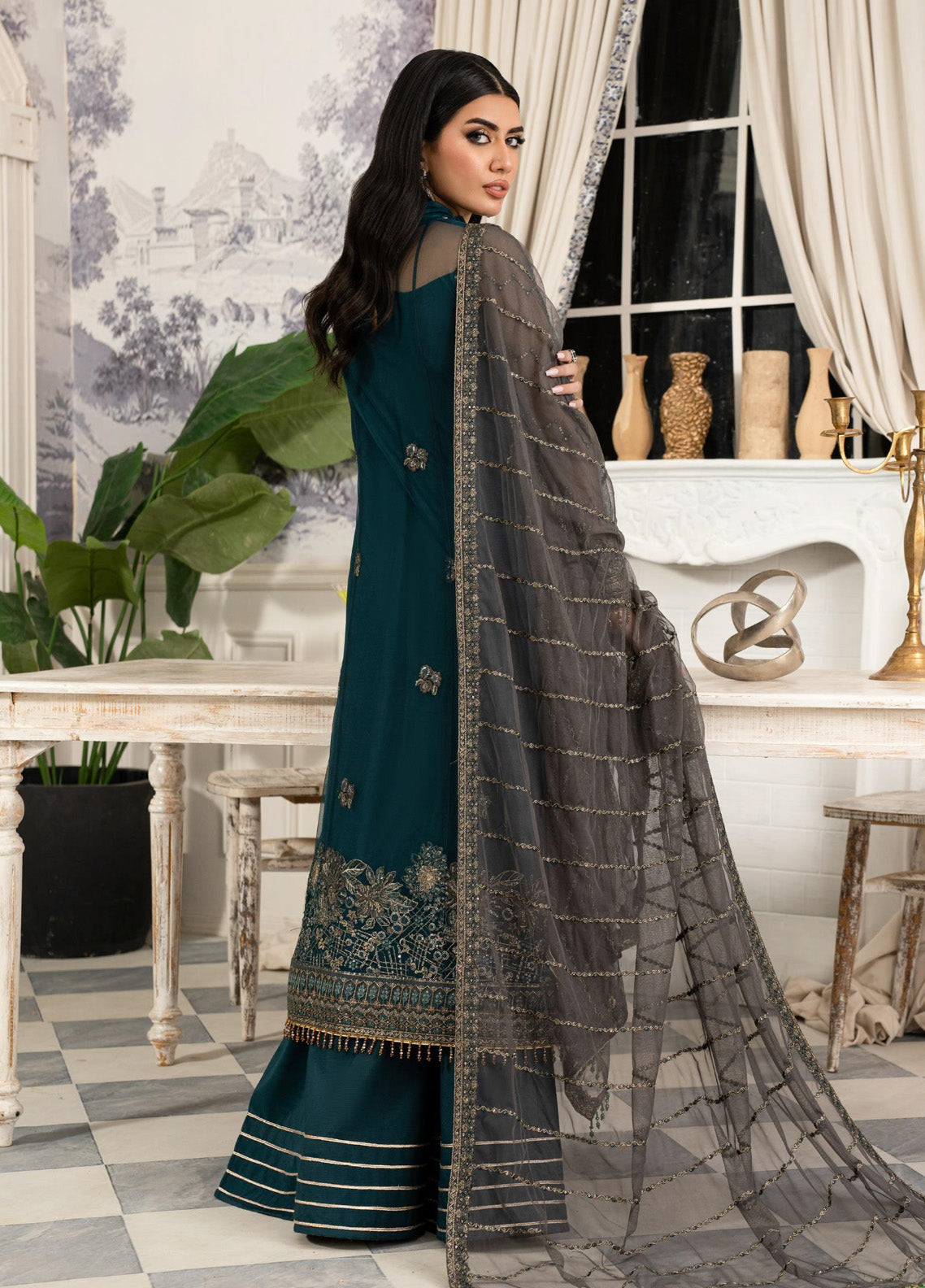 Afsanah by Zarif Embroidered Net 3 Piece Unstitched Suit ZF24AF ZAF-04 GURIYA Afsanah by Zarif Embroidered Net 3 Piece Unstitched Suit ZF24AF ZAF-04 GURIYA