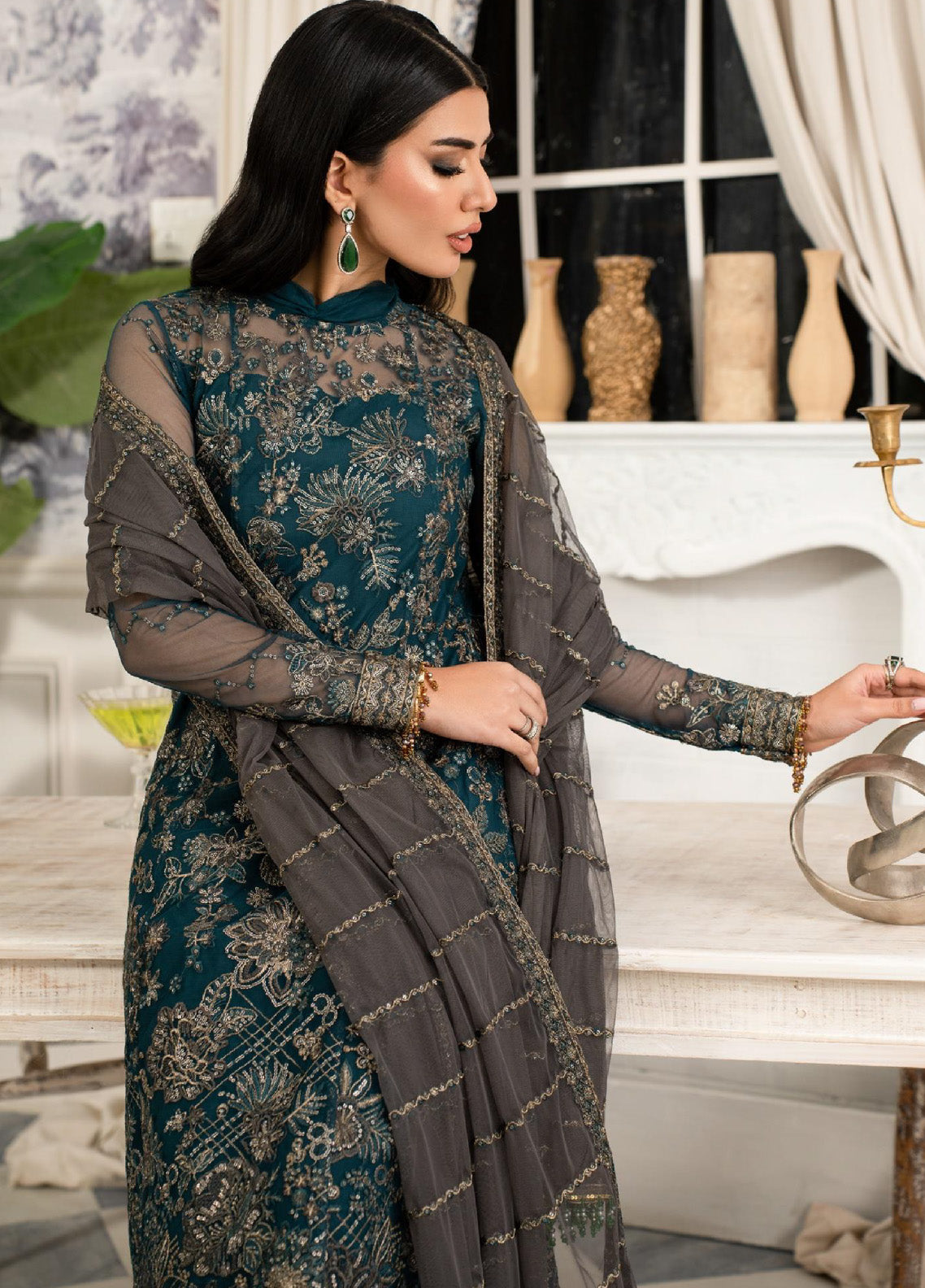 Afsanah by Zarif Embroidered Net 3 Piece Unstitched Suit ZF24AF ZAF-04 GURIYA Afsanah by Zarif Embroidered Net 3 Piece Unstitched Suit ZF24AF ZAF-04 GURIYA
