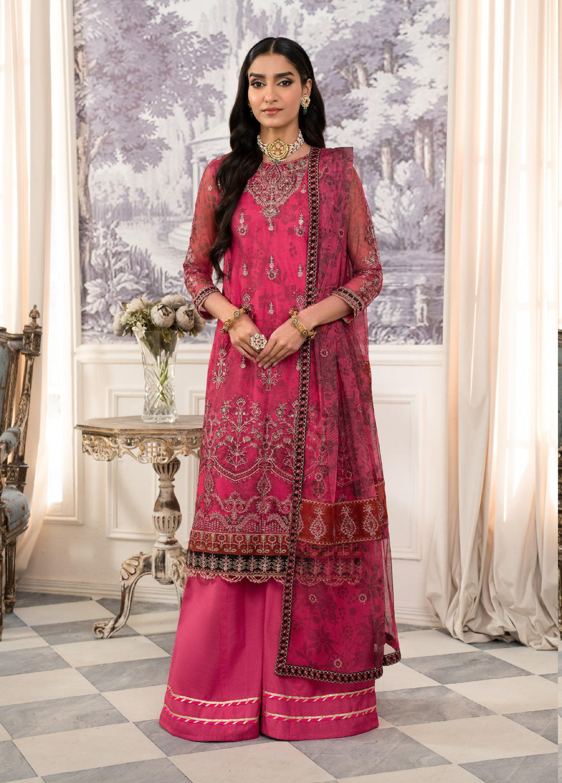 Afsanah by Zarif Embroidered Net 3 Piece Unstitched Suit ZF24AF ZAF-05 JHOOM Afsanah by Zarif Embroidered Net 3 Piece Unstitched Suit ZF24AF ZAF-05 JHOOM