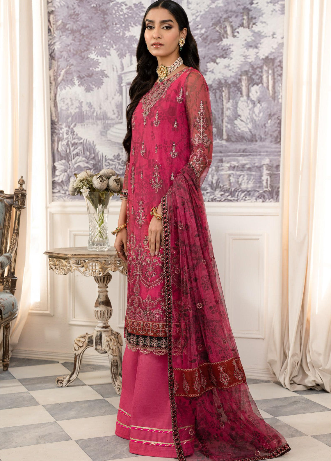 Afsanah by Zarif Embroidered Net 3 Piece Unstitched Suit ZF24AF ZAF-05 JHOOM Afsanah by Zarif Embroidered Net 3 Piece Unstitched Suit ZF24AF ZAF-05 JHOOM