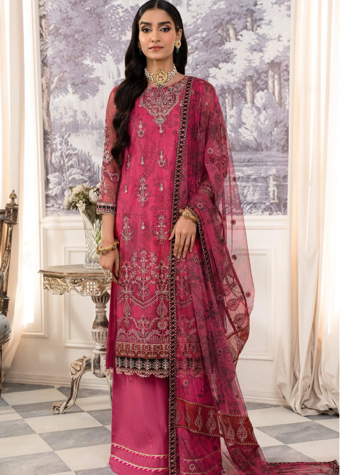 Afsanah by Zarif Embroidered Net 3 Piece Unstitched Suit ZF24AF ZAF-05 JHOOM Afsanah by Zarif Embroidered Net 3 Piece Unstitched Suit ZF24AF ZAF-05 JHOOM