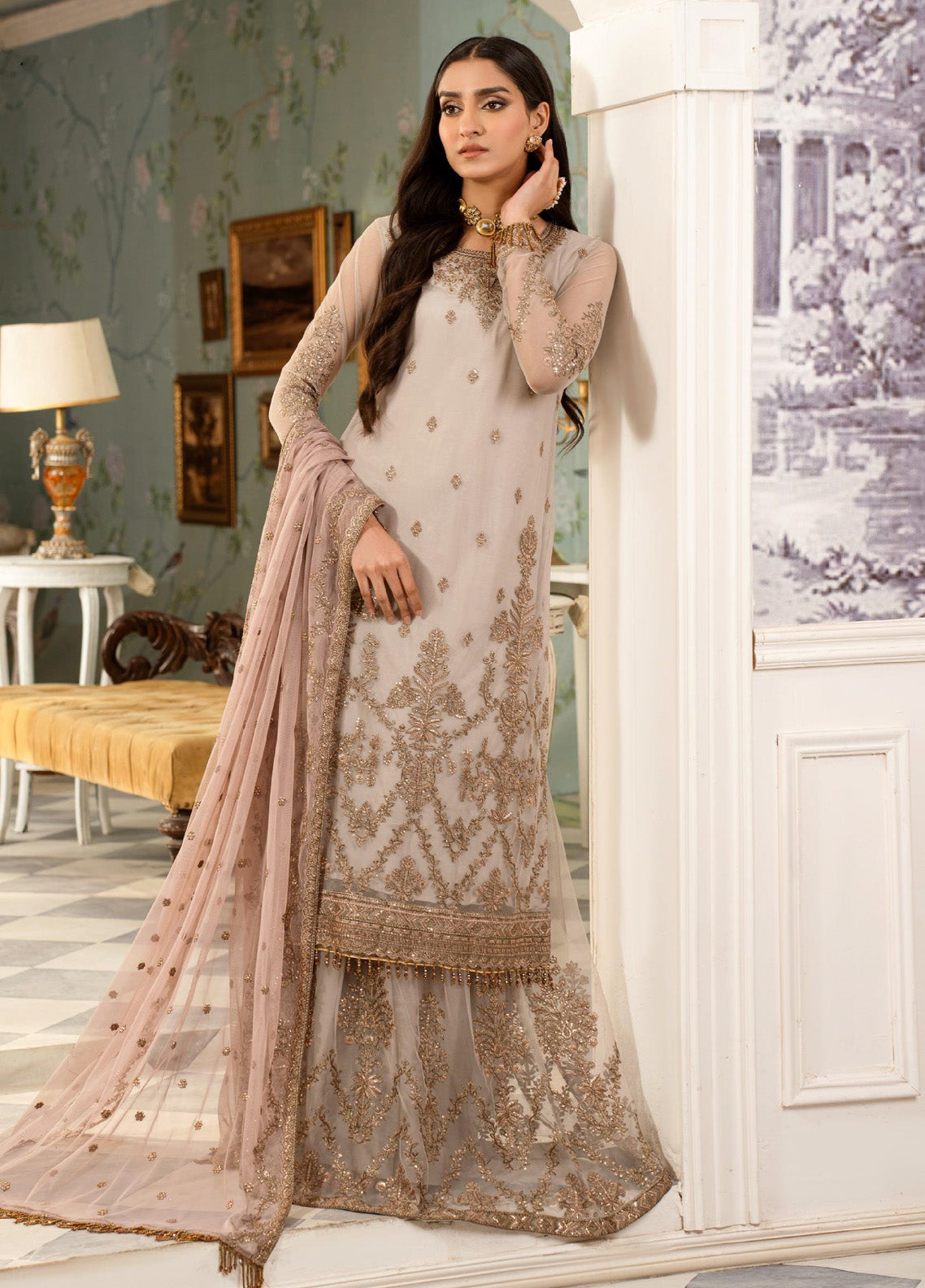 Afsanah by Zarif Embroidered Net 3 Piece Unstitched Suit ZF24AF ZAF-06 NAFEES Afsanah by Zarif Embroidered Net 3 Piece Unstitched Suit ZF24AF ZAF-06 NAFEES