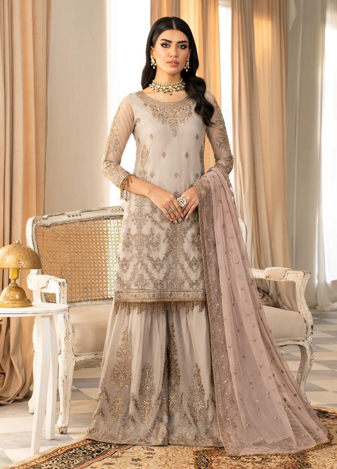 Afsanah by Zarif Embroidered Net 3 Piece Unstitched Suit ZF24AF ZAF-06 NAFEES Afsanah by Zarif Embroidered Net 3 Piece Unstitched Suit ZF24AF ZAF-06 NAFEES