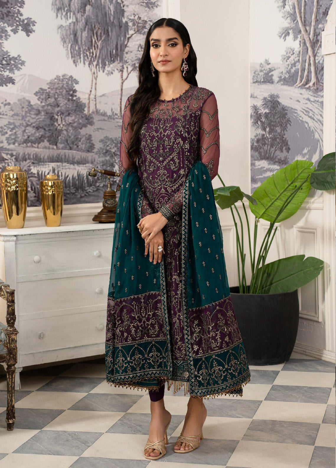 Afsanah by Zarif Embroidered Net 3 Piece Unstitched Suit ZF24AF ZAF-07 MUSHQ Afsanah by Zarif Embroidered Net 3 Piece Unstitched Suit ZF24AF ZAF-07 MUSHQ
