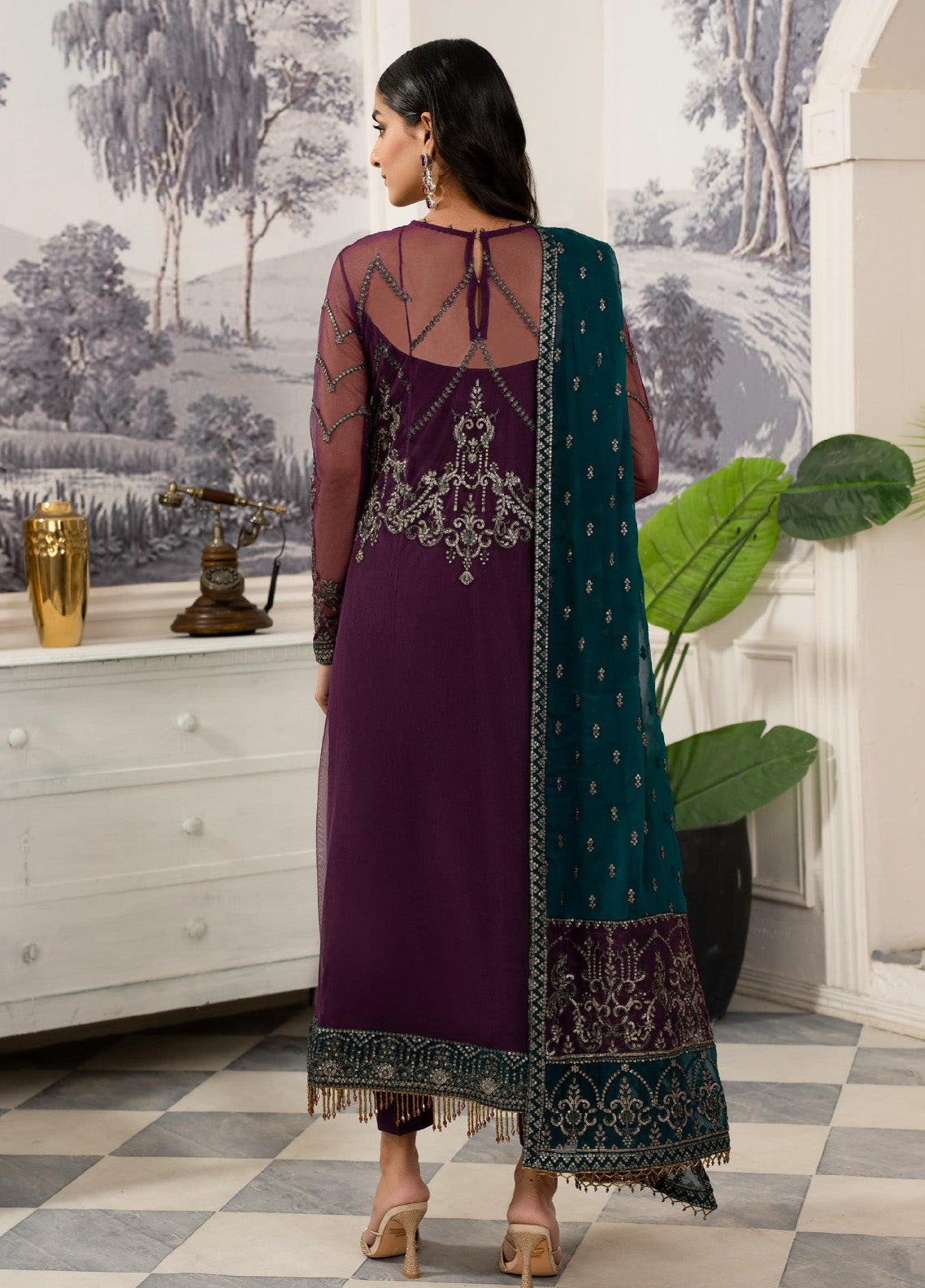 Afsanah by Zarif Embroidered Net 3 Piece Unstitched Suit ZF24AF ZAF-07 MUSHQ Afsanah by Zarif Embroidered Net 3 Piece Unstitched Suit ZF24AF ZAF-07 MUSHQ