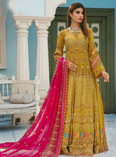 Areesha Embroidered Chiffon Unstitched 3 Piece Suit - 4 AMBER