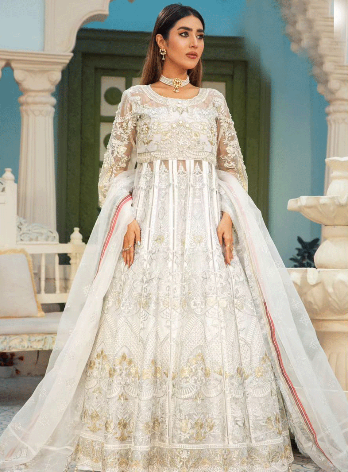 Areesha Embroidered Organza Unstitched 3 Piece Suit - 2 SNOW WHITE Areesha Embroidered Organza Unstitched 3 Piece Suit - 2 SNOW WHITE