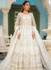 Areesha Embroidered Organza Unstitched 3 Piece Suit - 2 SNOW WHITE