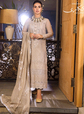 Asim Jofa Embroidered Organza Unstitced 3 Piece Suit - AJ22CL AJCK-12