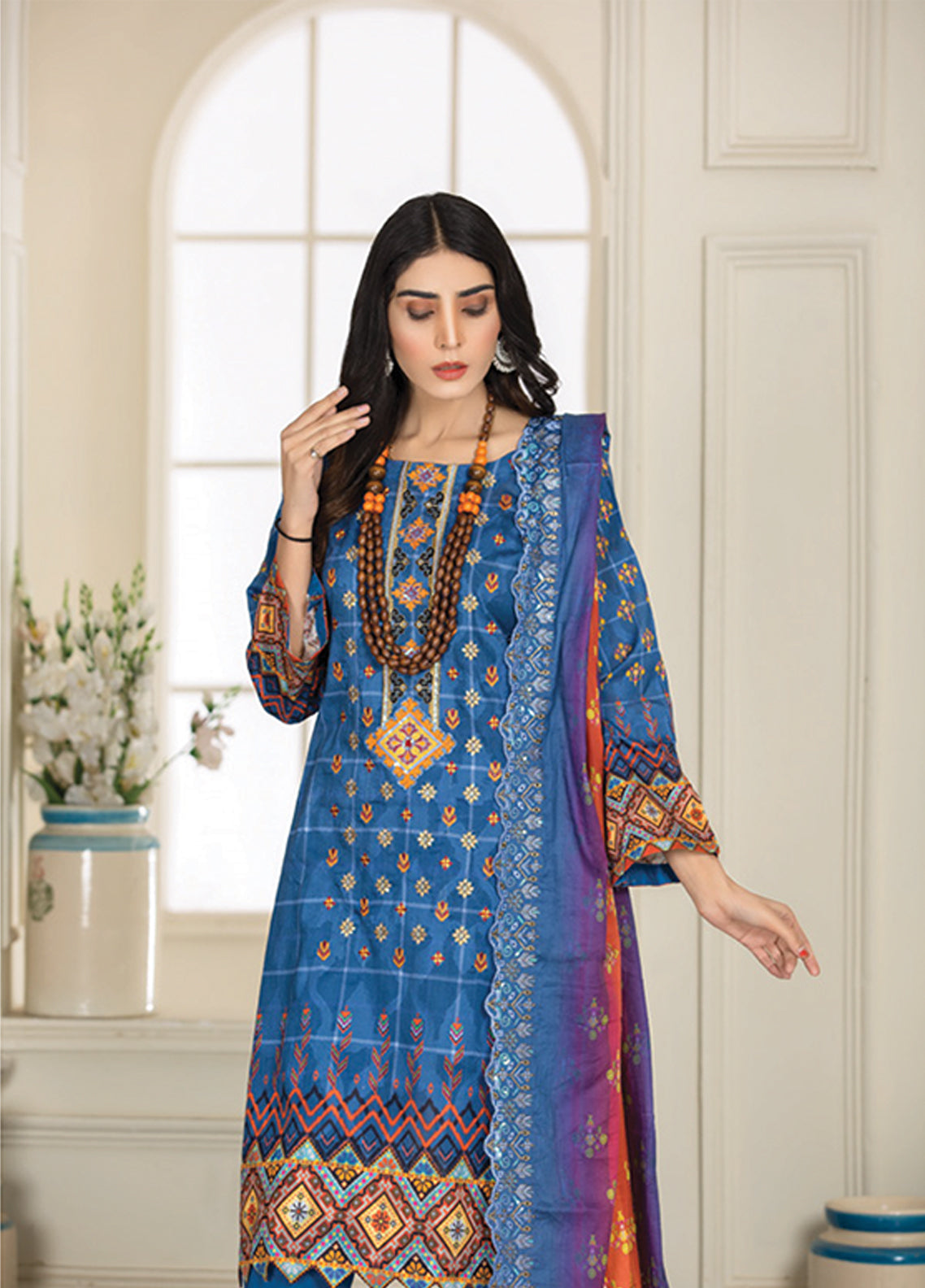 Riwaj By Afreen Embroidered Lawn Unstitched 3 Piece Suit - 07 Riwaj By Afreen Embroidered Lawn Unstitched 3 Piece Suit - 07