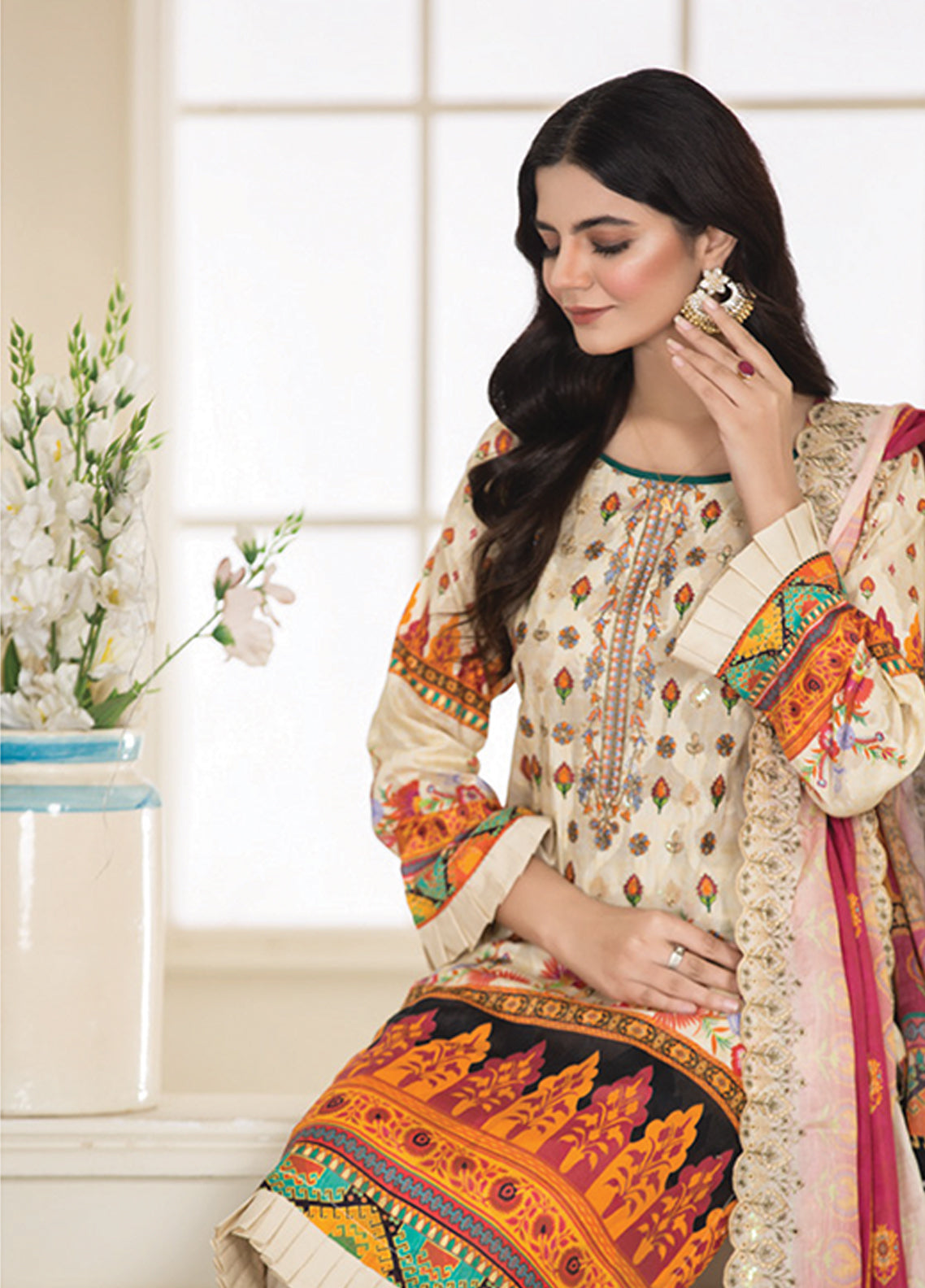 Riwaj By Afreen Embroidered Lawn Unstitched 3 Piece Suit - 03 Riwaj By Afreen Embroidered Lawn Unstitched 3 Piece Suit - 03