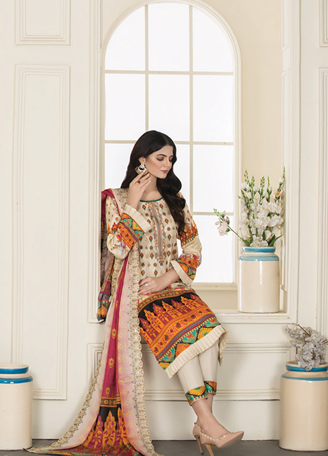 Riwaj By Afreen Embroidered Lawn Unstitched 3 Piece Suit - 03 Riwaj By Afreen Embroidered Lawn Unstitched 3 Piece Suit - 03