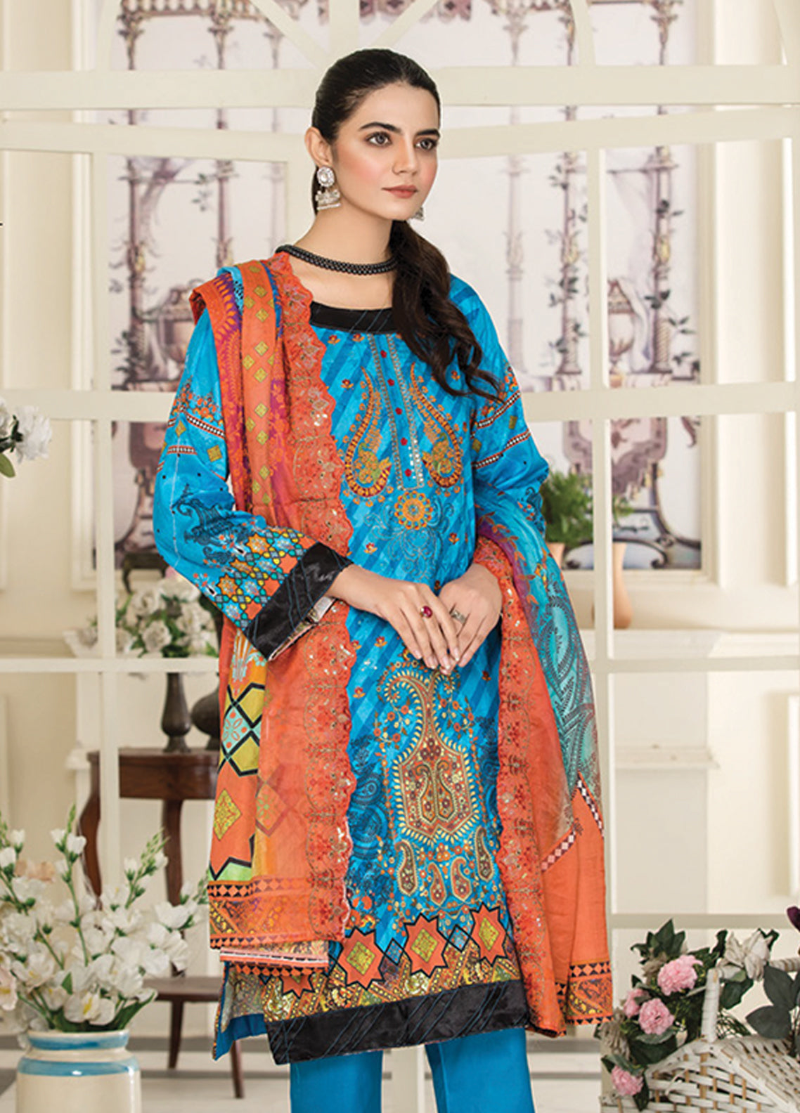 Riwaj By Afreen Embroidered Lawn Unstitched 3 Piece Suit - 01 Riwaj By Afreen Embroidered Lawn Unstitched 3 Piece Suit - 01