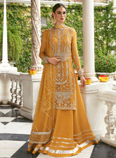 Ayzel By Afrozeh Embroidered Chiffon Unstitched 3 Piece Suit - ABA23TC 10 MARIGOLD