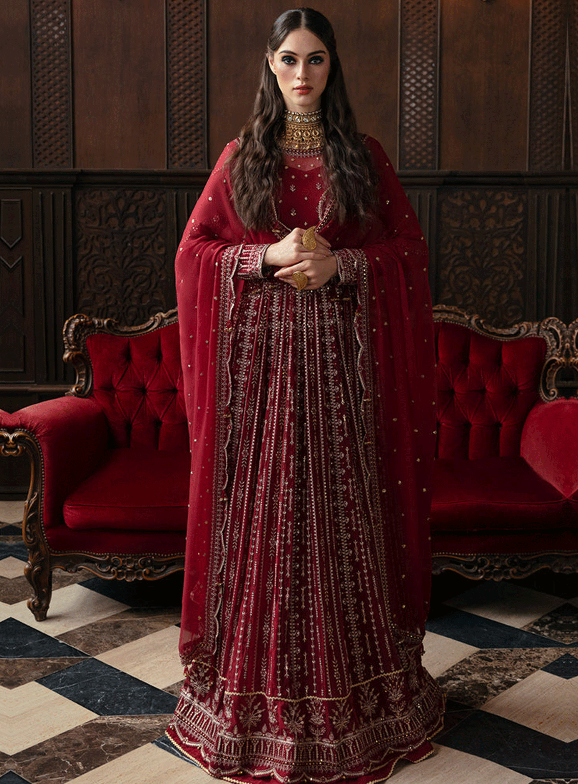 Ayzel By Afrozeh Embroidered Chiffon Unstitched 3 Piece Suit - ABA23TC 3 SANGRIA Ayzel By Afrozeh Embroidered Chiffon Unstitched 3 Piece Suit - ABA23TC 3 SANGRIA