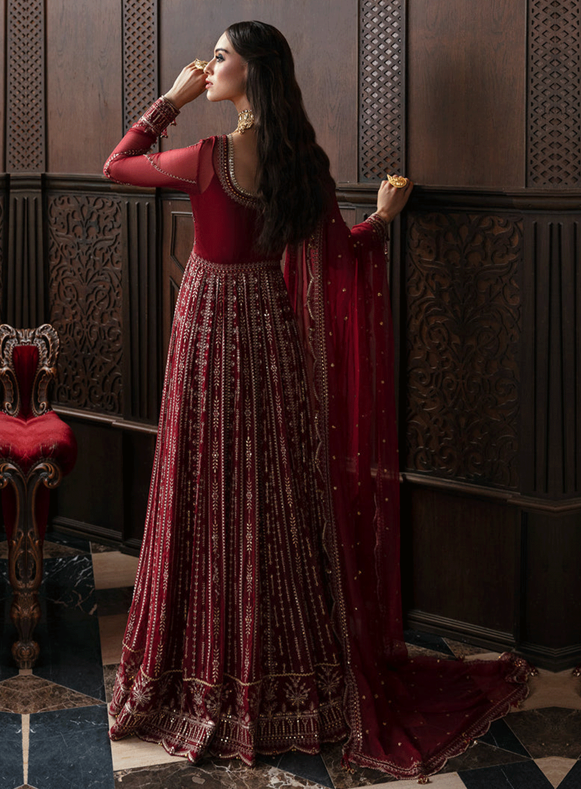Ayzel By Afrozeh Embroidered Chiffon Unstitched 3 Piece Suit - ABA23TC 3 SANGRIA Ayzel By Afrozeh Embroidered Chiffon Unstitched 3 Piece Suit - ABA23TC 3 SANGRIA