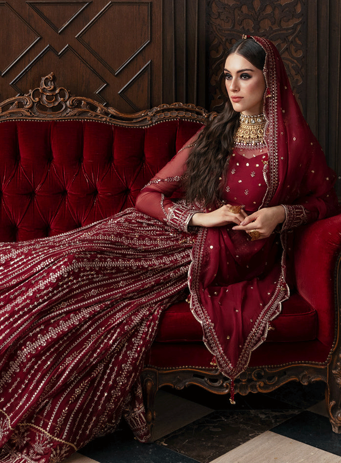 Ayzel By Afrozeh Embroidered Chiffon Unstitched 3 Piece Suit - ABA23TC 3 SANGRIA Ayzel By Afrozeh Embroidered Chiffon Unstitched 3 Piece Suit - ABA23TC 3 SANGRIA