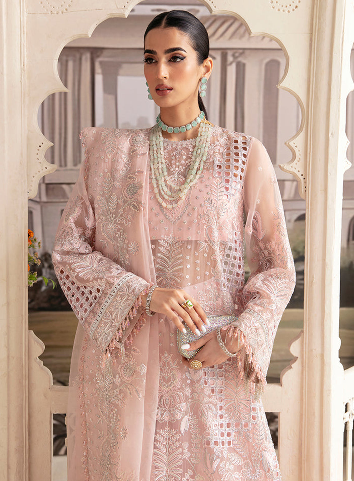 Ayzel By Afrozeh Embroidered Organza Unstitched 3 Piece Suit - 02 GAURA Ayzel By Afrozeh Embroidered Organza Unstitched 3 Piece Suit - 02 GAURA