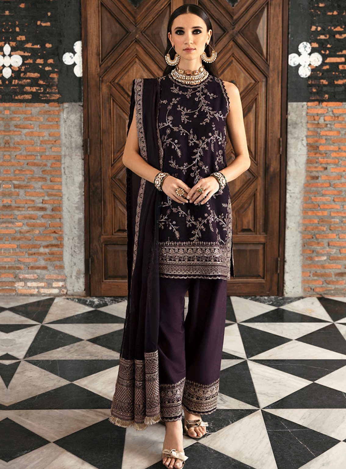 Ayzel By Afrozeh Embroidered Organza Unstitched 3 Piece Suit - ABA23TC 6 MOCHA Ayzel By Afrozeh Embroidered Organza Unstitched 3 Piece Suit - ABA23TC 6 MOCHA