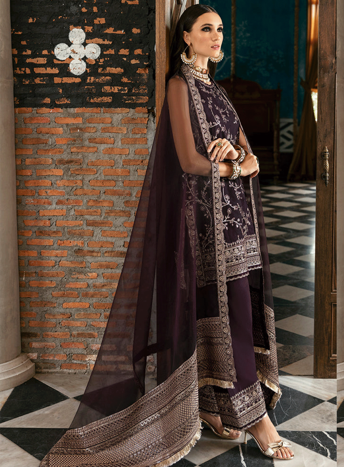 Ayzel By Afrozeh Embroidered Organza Unstitched 3 Piece Suit - ABA23TC 6 MOCHA Ayzel By Afrozeh Embroidered Organza Unstitched 3 Piece Suit - ABA23TC 6 MOCHA