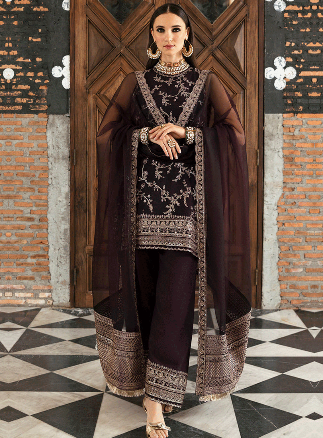 Ayzel By Afrozeh Embroidered Organza Unstitched 3 Piece Suit - ABA23TC 6 MOCHA Ayzel By Afrozeh Embroidered Organza Unstitched 3 Piece Suit - ABA23TC 6 MOCHA