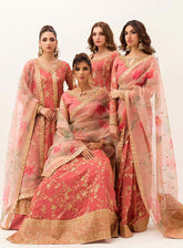 Best Of Mushq Embroidered Chiffon Unstitched 4 Piece Suit - MQ24BO BOM-06 CORAL ALMOND