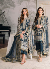 Chantelle By Baroque Embroidered Chiffon Unstitched 3 Piece Suit - BQ24CF EC-01