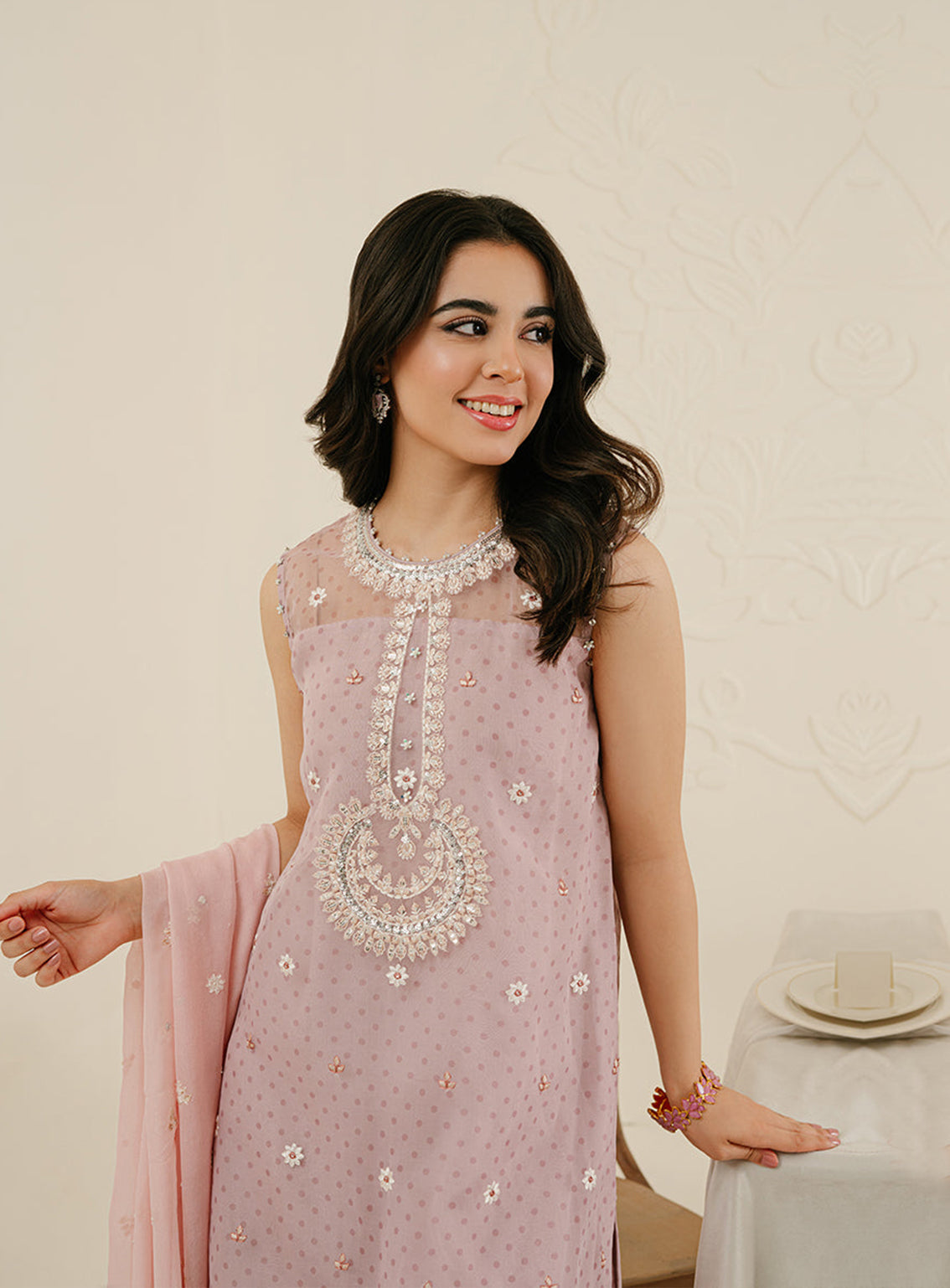 Cross Stitch Embroidered Organza Unstitched 3 Piece Suit - 106 Cradle Pink Cross Stitch Embroidered Organza Unstitched 3 Piece Suit - 106 Cradle Pink