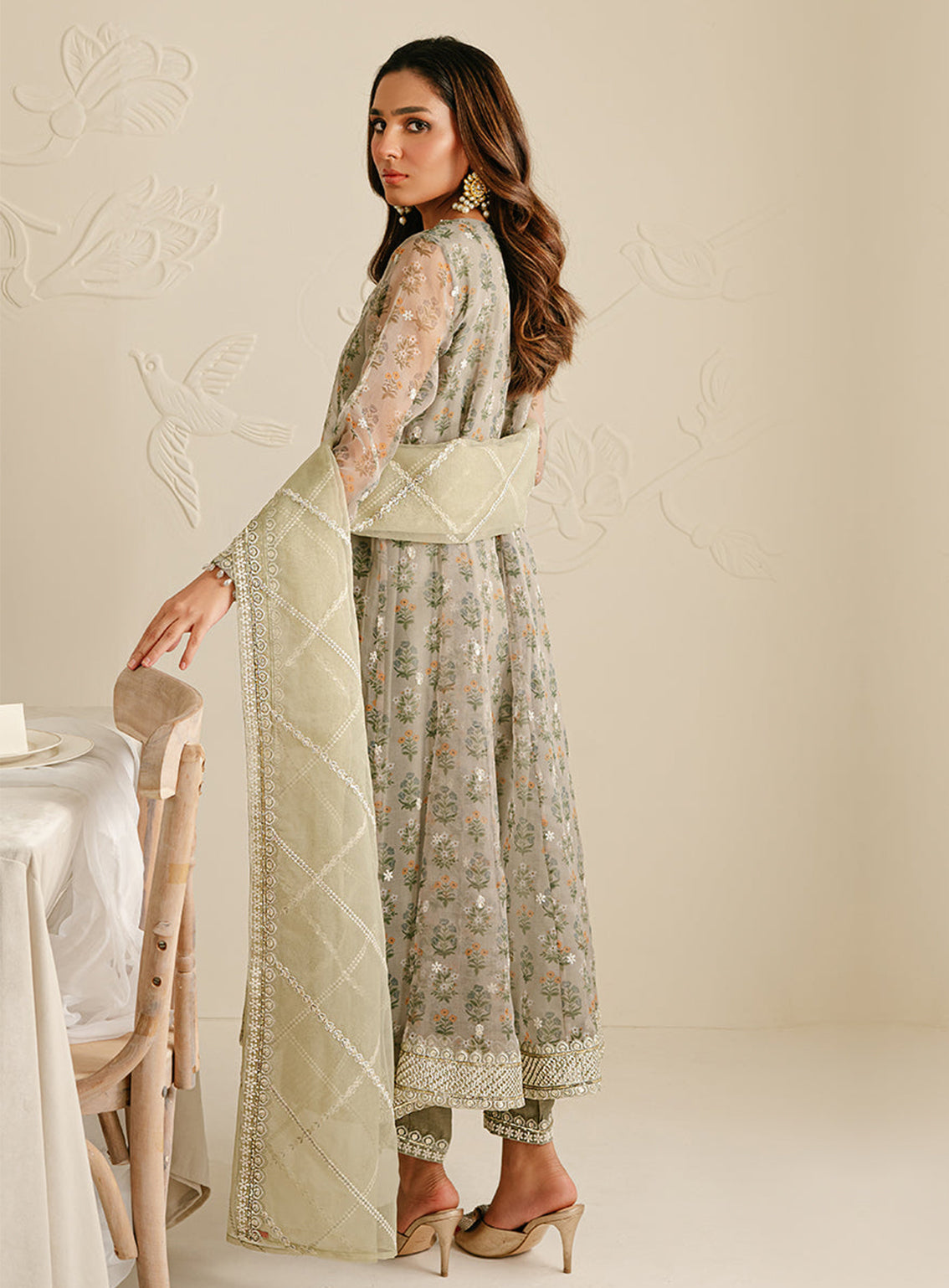 Cross Stitch Embroidered Organza Unstitched 3 Piece Suit - 108 Relic Fossil Cross Stitch Embroidered Organza Unstitched 3 Piece Suit - 108 Relic Fossil