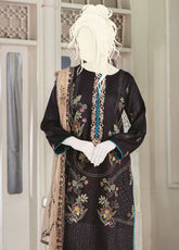 Noir By Humdum Embroidered Slub Linen Unstitched 3 Piece Suit - 03