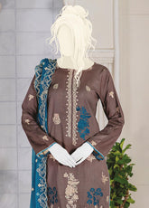 Noir By Humdum Embroidered Slub Linen Unstitched 3 Piece Suit - 07