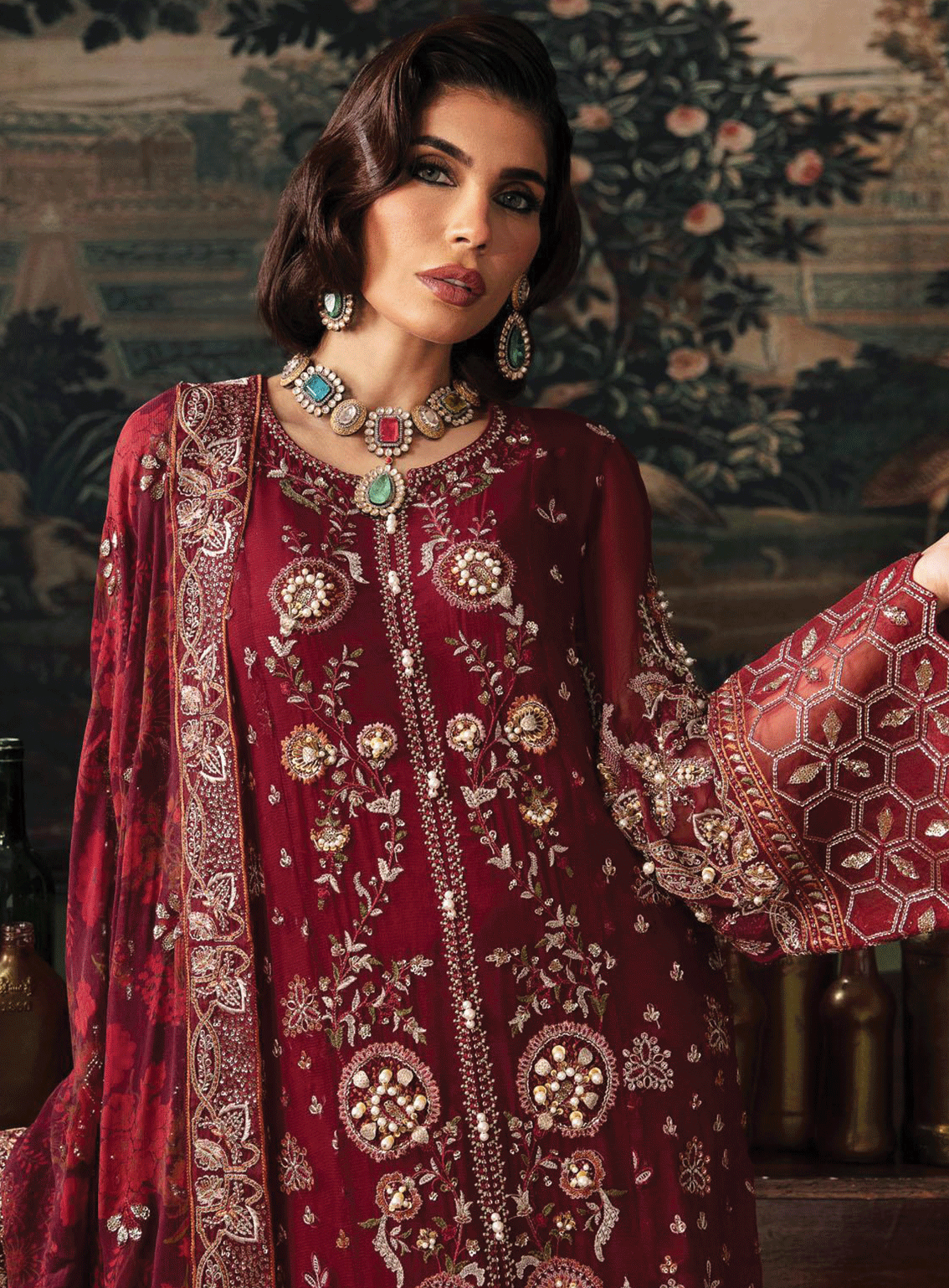 Elanora By Nureh Embroidered Chiffon Unstitched 4 Piece Suit - NU23EC NEL-33 Elanora By Nureh Embroidered Chiffon Unstitched 4 Piece Suit - NU23EC NEL-33