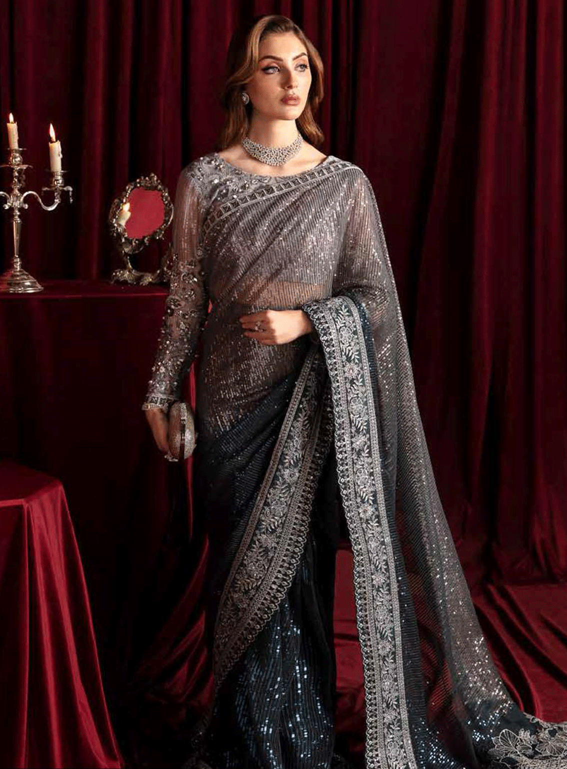 Elanora By Nureh Embroidered Net Unstitched 4 Piece Suit - NU23EL NEL-40 STARRY NIGHTS Elanora By Nureh Embroidered Net Unstitched 4 Piece Suit - NU23EL NEL-40 STARRY NIGHTS